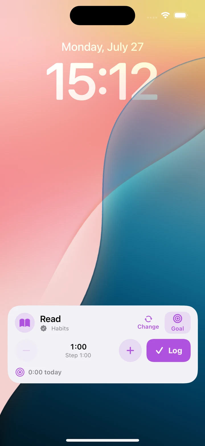 Tally interactive Live Activity on the iPhone Lock Screen with goal and logging controls